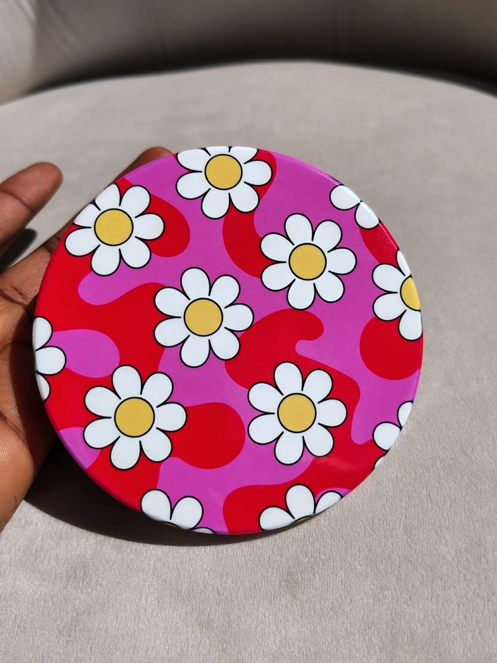Pink & Red Daisy Sublimation coaster